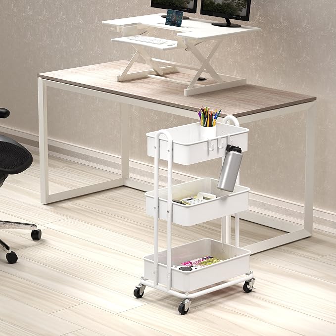Simple Houseware 3-Tier Heavy Duty Metal Utility Rolling Cart - Image 4