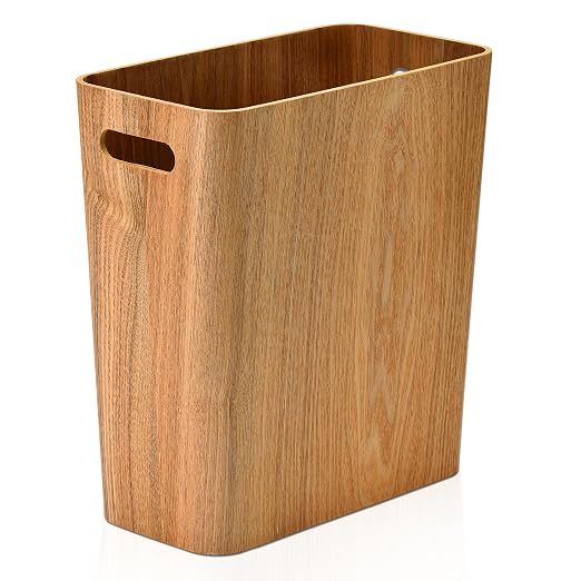 ELONG HOME 2.5 Gallon Wood Trash Can, Stylish Design Natural Wooden Wastebasket by ELONGHOME