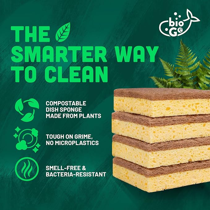 bioGo 12 Pack Biodegradable Kitchen Sponges - Image 2