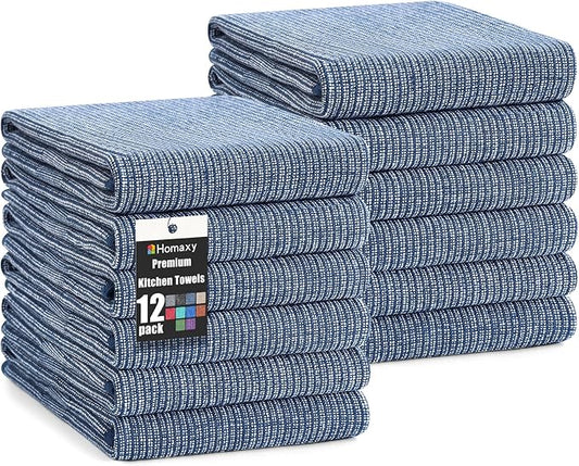 Homaxy Premium Kitchen Towels, Large Cotton Kitchen Hand Towels, Flat and Terry by Homaxy