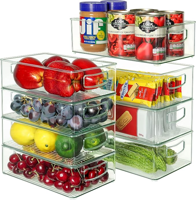 Set of 8 Clear Fridge Organizer Bins, Stackable Refrigerator Organizers and by HEYUZB
