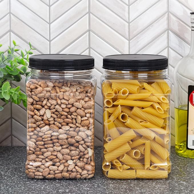 Cornucopia Brands 48oz Square Plastic Jars; Clear Rectangular 6-Cup Canisters - Image 2