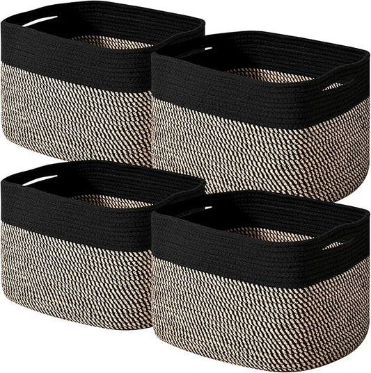 Storage Baskets for Shelves Organizing, Woven Cotton Rope Baskets for Storage by ICERZCZ