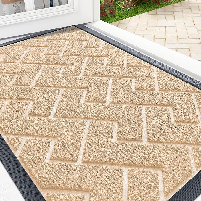 OLANLY Front Door Mat Indoor Outdoor Entrance, Waterproof All-Season, by OLANLY