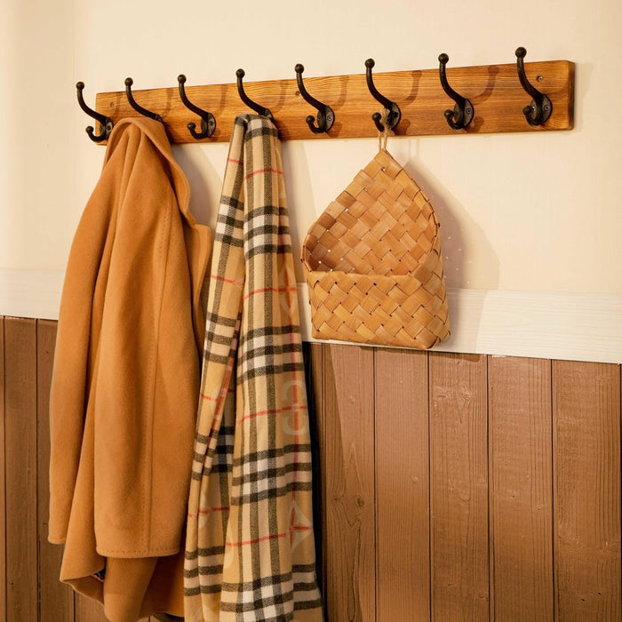 WEBI Rustic Coat Rack Wall Mount,35.43" Long 8 Cast Iron Coat Hooks Wall Mounted,Heavy Duty Wall Coat Hanger Hooks for Hanging Jacket,Clothes,Brown