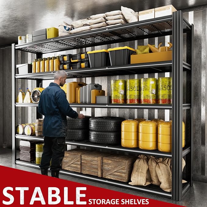 60" W Garage Shelving 5-Tier Storage Shelves Adjustable Metal Shelving Units - Image 9