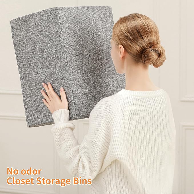 Linen Folding Storage Bins, 3 Pack Large Storage Baskets, Clothing Storage Bins - Image 6