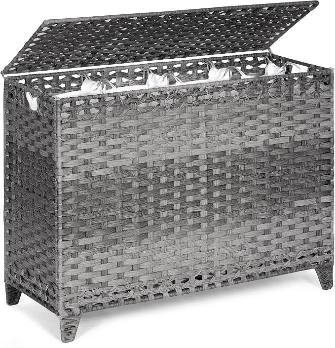 Laundry Hamper with 4 Removable Liner Bags; 176L Handwoven Rattan Laundry by Hermina