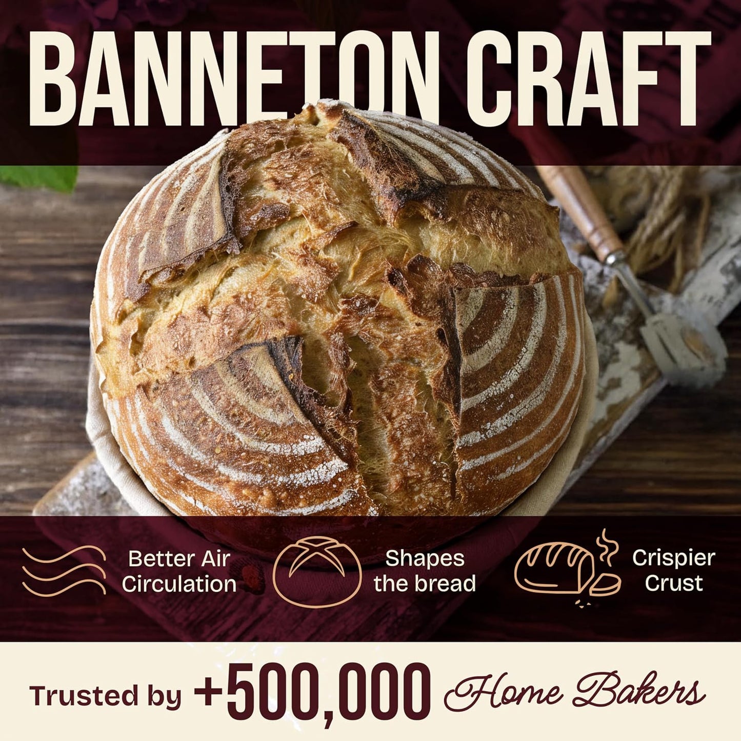 Superbaking Sourdough Starter Kit, 9" Round Banneton Set of 2 | Bread Proofing Basket, Sourdough Bread Baking Supplies, Bread Making Tools