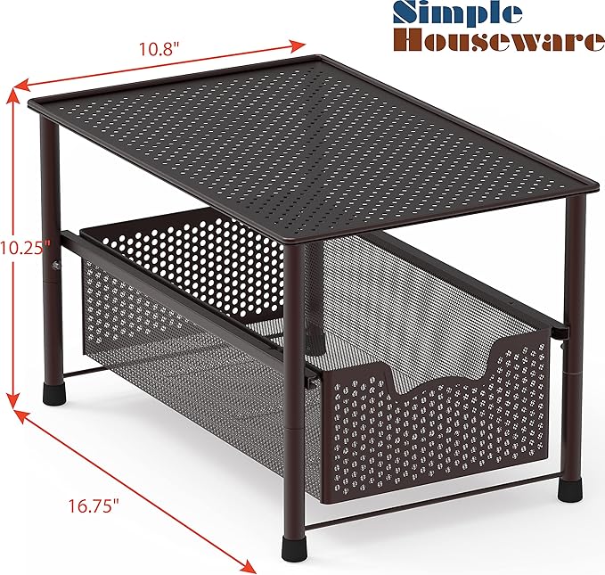 Simple Houseware Stackable Under Sink Cabinet Sliding Basket Organizer Drawer - Image 3