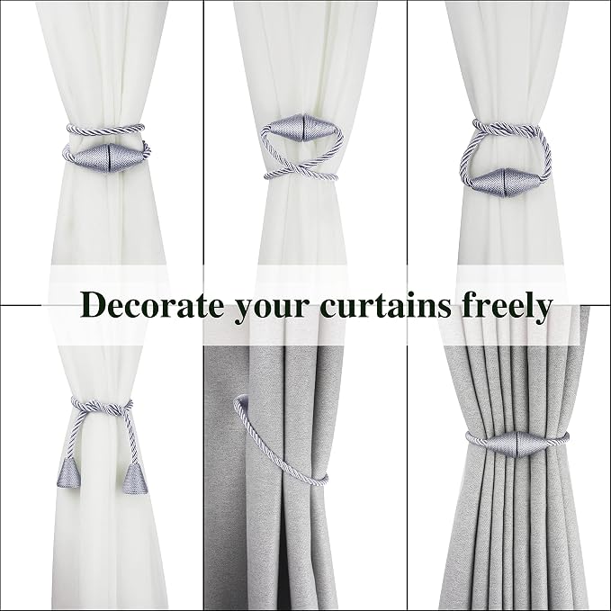 2 Pack Magnetic Curtain Tiebacks Rope Modern Handmade Curtain Tie Backs - Image 5