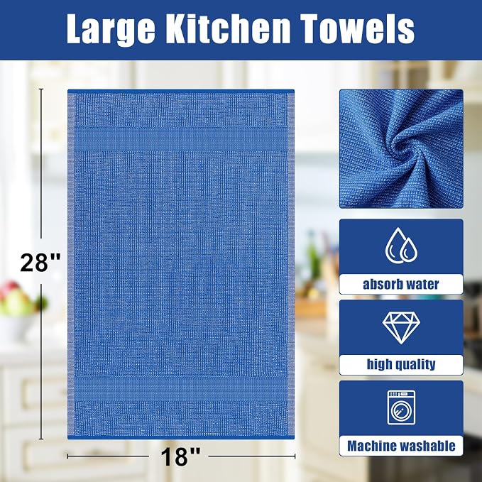 Homaxy Premium Kitchen Towels, Large Cotton Kitchen Hand Towels, Flat and Terry - Image 8