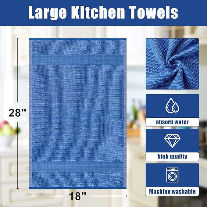 Homaxy Premium Kitchen Towels, Large Cotton Kitchen Hand Towels, Flat and Terry - Image 9