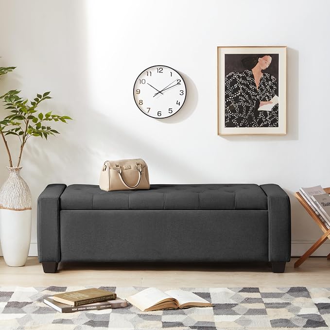48" Ottoman with Storage, Soft Storage Ottoman Bench - Image 2