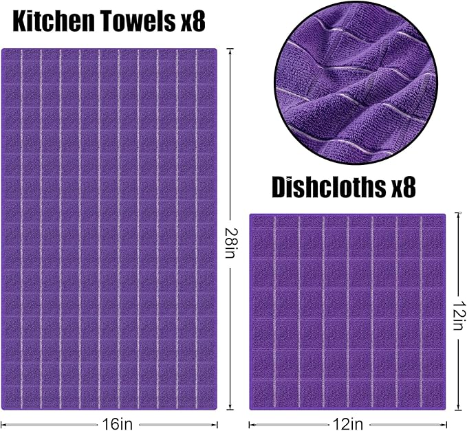 Homaxy Microfiber Kitchen Towels and Dishcloths Set, 12 Pack Soft and Absorbent - Image 6