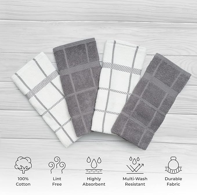 100% Cotton Terry Dish Cloth & Dish Towel, 6 Pack, Super Soft and Absorbent - Image 2