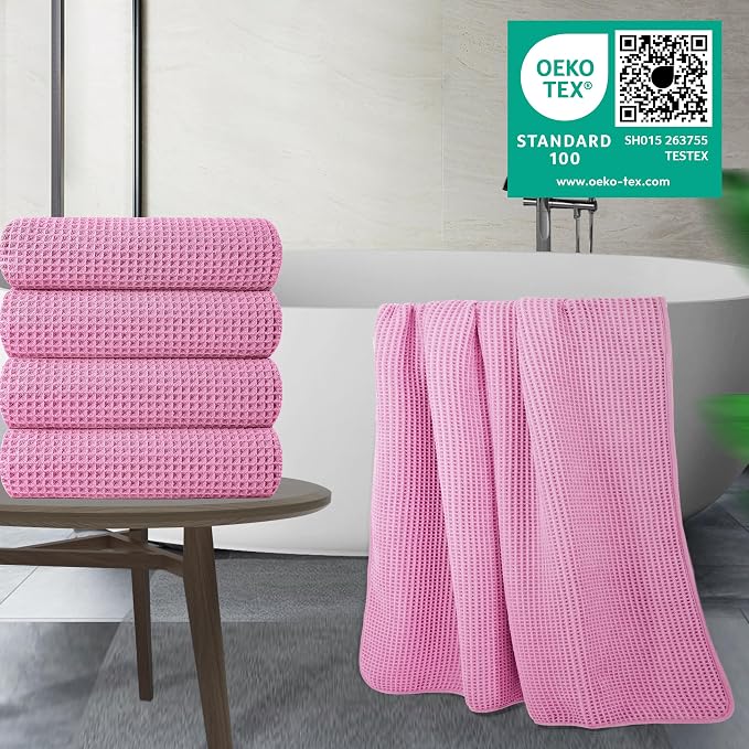 POLYTE Microfiber Oversize Quick Dry Lint Free Bath Towel, 60 x 30 in, 4 Pack - Image 5