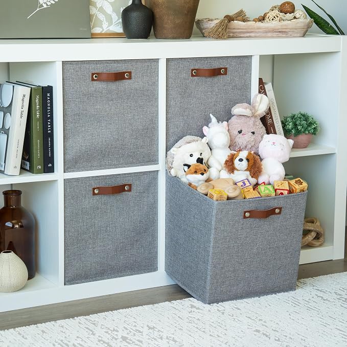 OrganiHaus 13x13 Cube Fabric Storage Bins Set of 4, Fabric Storage Cubes w/ - Image 3