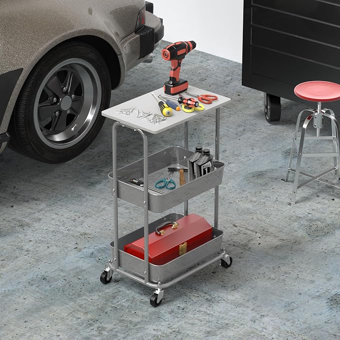 Simple Houseware 2-Tier Rolling Utility Cart - Image 6