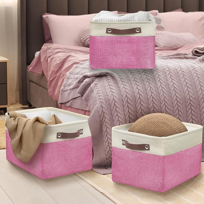 SIMPLE HOUSEWARE Large Fabric Storage Bin, 3 Pack - Image 5