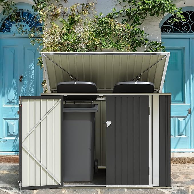 Greesum 5.8x3.3 FT Outdoor Storage Shed Metal Garbage Shed - Image 2