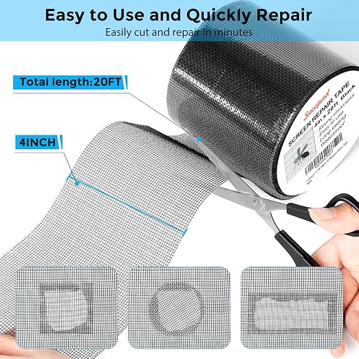 Black Window Screen Repair Tape, 4 in X 20 FT Kit - Image 2