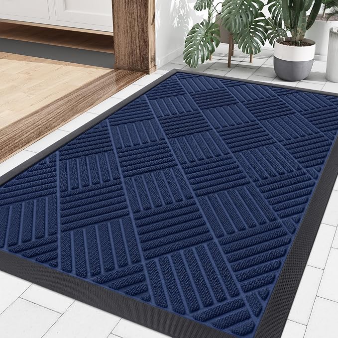 Smiry Front Door Mat Outside Entrance, Heavy Duty Outdoor Indoor Natural Rubber by Smiry