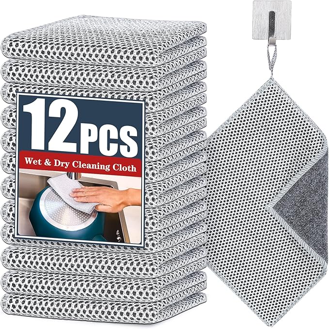 Navona 12 Pcs New Upgrade Steel Wire Dishcloth, Dry and Wet Dual-Use Steel Wire by Unknown