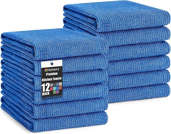 Homaxy Premium Kitchen Towels, Large Cotton Kitchen Hand Towels, Flat and Terry by Homaxy