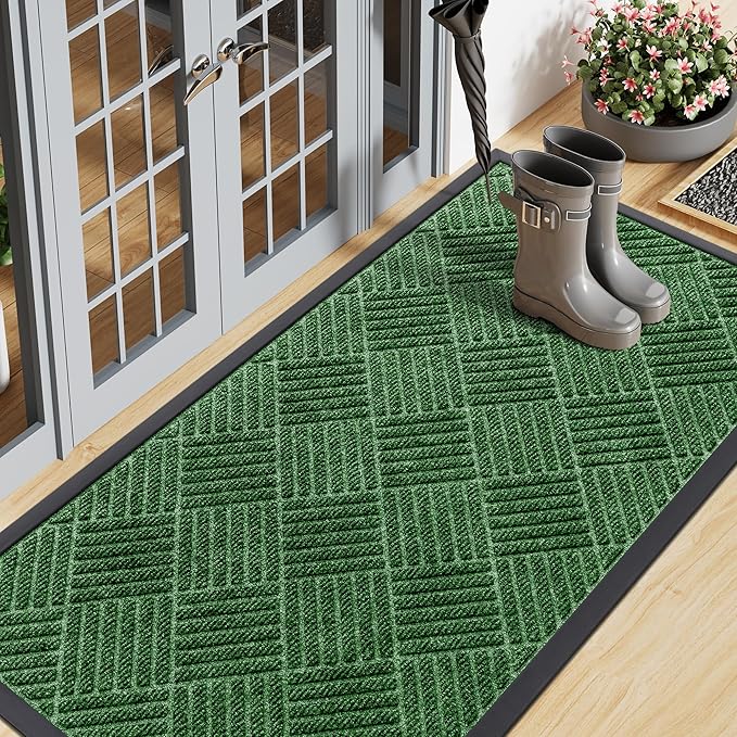 Smiry Front Door Mat Outside Entrance, Heavy Duty Outdoor Indoor Natural Rubber by Smiry