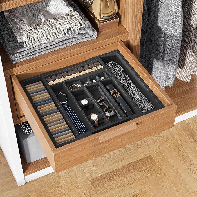Pipishell Bamboo Expandable Drawer Organizer