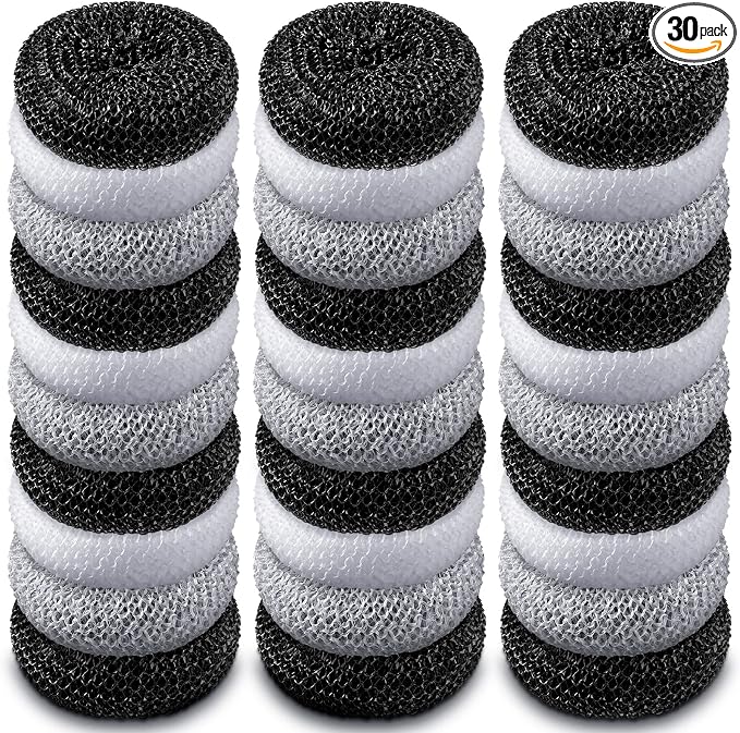 Blulu Plastic Dish Scrubbers for Dishes Pot Round Nylon Pad, Mesh Scouring Non by Blulu