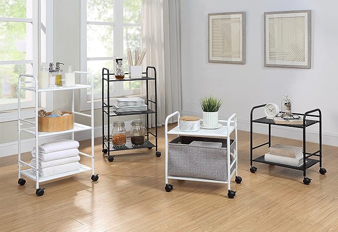 SunnyPoint 2-Tier Metal Rolling Utility Cart – Mobile Storage Shelf - Image 7