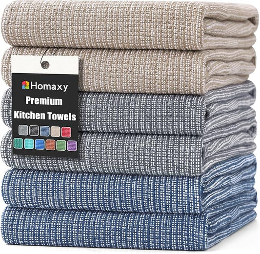 Homaxy Premium Kitchen Towels, Large Cotton Kitchen Hand Towels, Flat and Terry by Homaxy