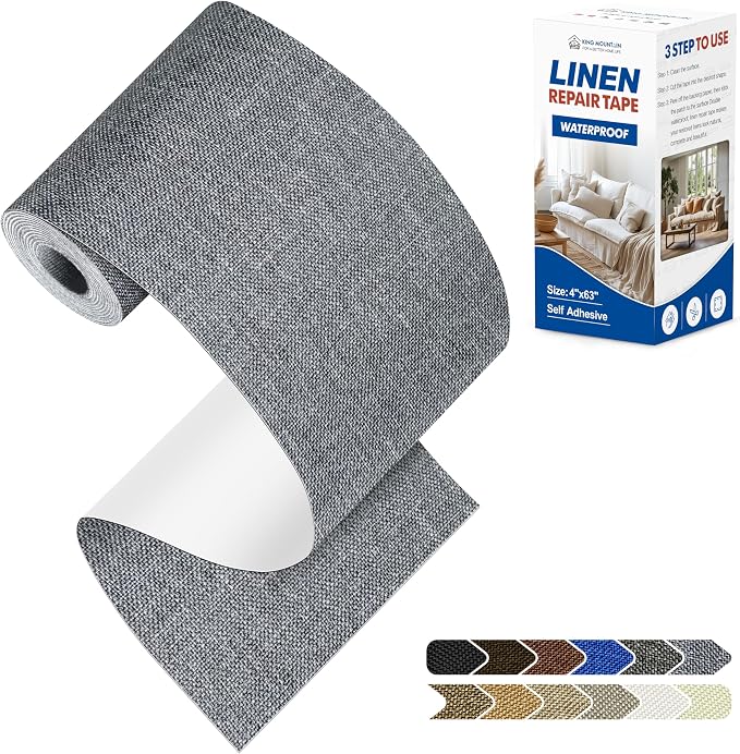 KING MOUNTAIN Linen Repair Patches, Self-Adhesive Fabric Patches, 4 X 63 inch by ForABetterHomeLife