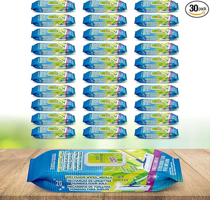 Wet Floor Wipes, Fresh Scent & Plant-Based Textured Cloth Trap Absorb Dirt by JuniperCLEAN