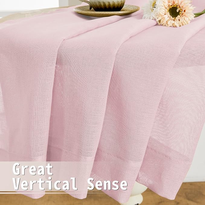 Tollpiz Sheer Door Curtains Closet Linen Textured Curtain Sheers Doorway Light - Image 6