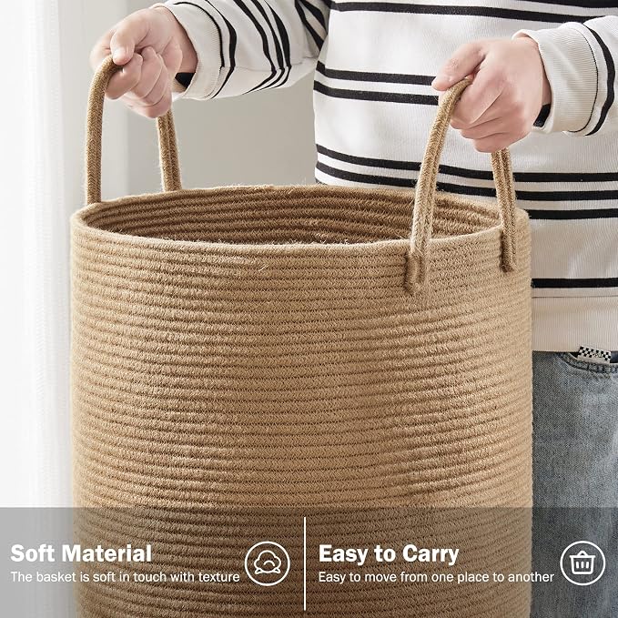 Jute Rope Woven Laundry Hamper Basket by YOUDENOVA, 72L Tall Luandry Basket - Image 4