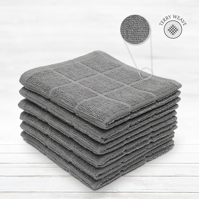 100% Cotton Terry Dish Cloth & Dish Towel, 6 Pack, Super Soft and Absorbent - Image 3