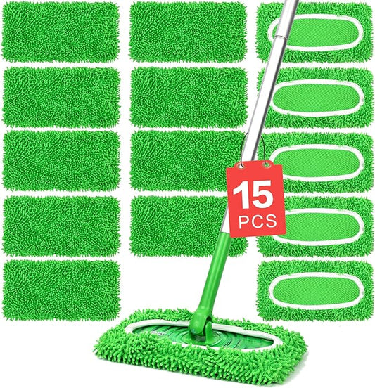 15Pcs Reusable Microfiber Mop Pads Compatible by ZMZPA