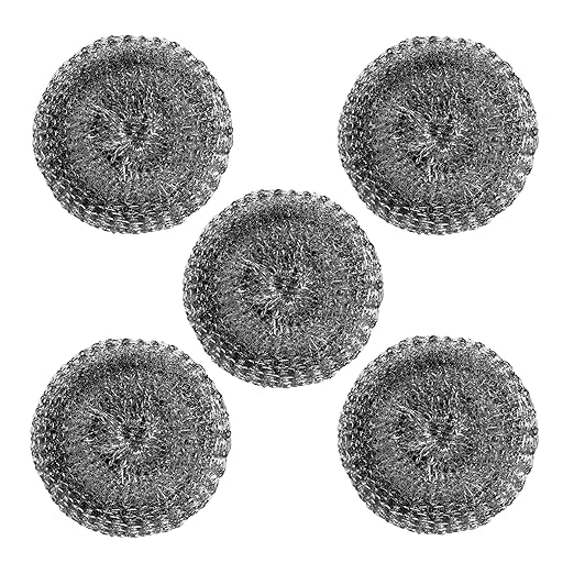 5 Pcs ESSPERTA Stainless Steel Wool Scrubber，5 Steel Scrubber Wool Pads by ESSPERTA