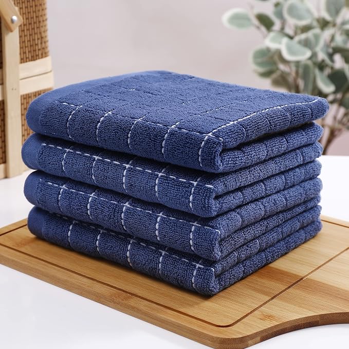 Homaxy 100% Cotton Terry Kitchen Towels, Checkered Designed, Soft and Super - Image 8
