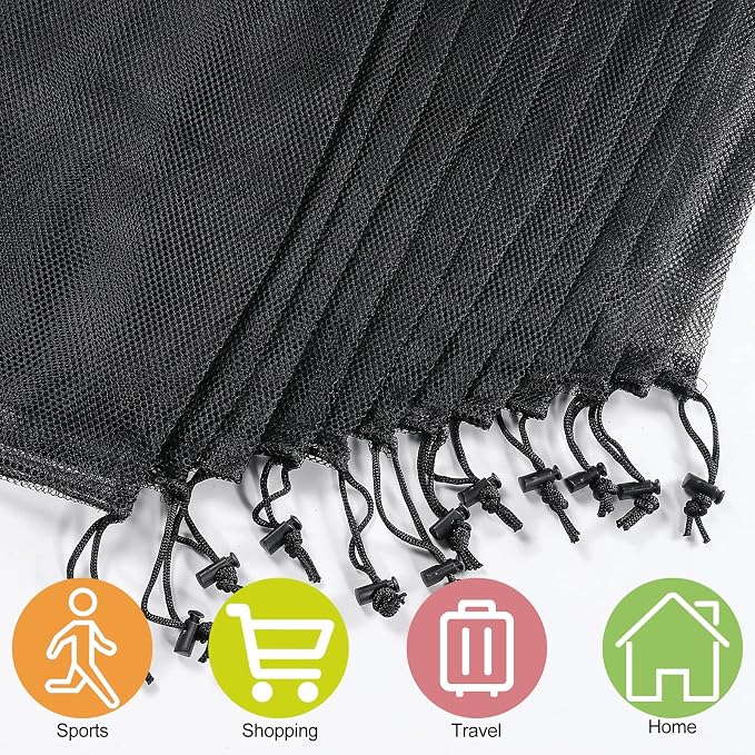 iMucci 13"X15.5" 100Pcs Mesh Laundry Drawstring Bag Nylon Drawstring Gym Bag - Image 4