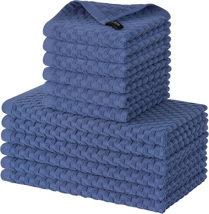 Fintale 100% Cotton Kitchen Towels and Dishcloths Set, 12 x 12 & 15 x 25 Inches by Fintale