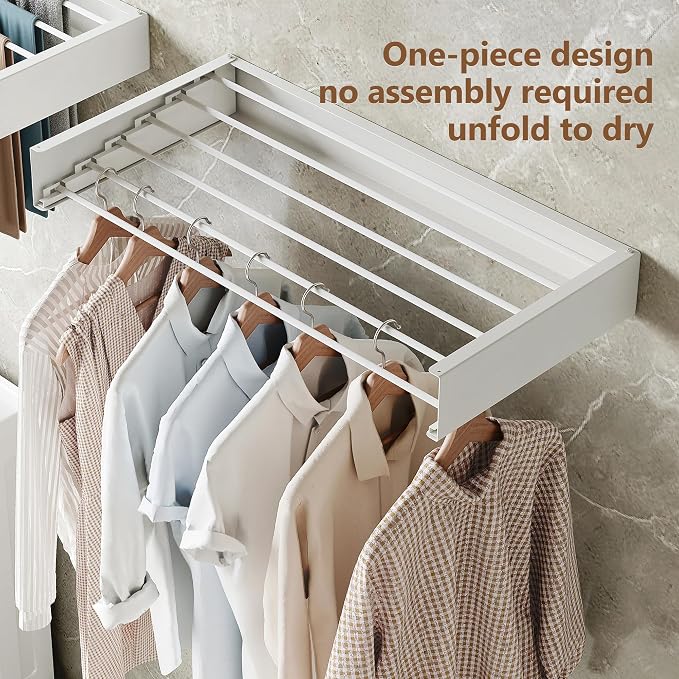 Wall Mounted Drying Rack, Drying Rack Clothing, Collapsible Hanger Racks - Image 6