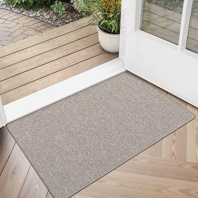 LUMI Ultra Thin Door Mat for Entryway, Low Profile Non Slip Rubber Backing by LUMI