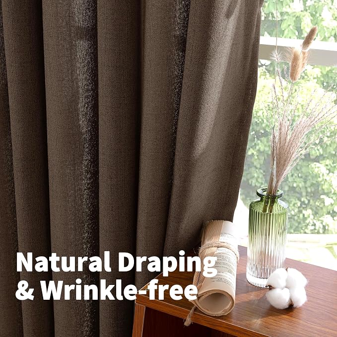 YoungsTex Brown Linen Kitchen Curtains 40 Inches Long - Image 5