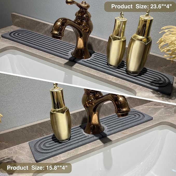 Stone Drying Mat for Kitchen Counter, Faucet Mat for Kitchen Sink, Diatomite - Image 8