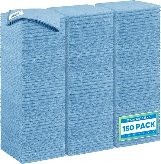HOMEXCEL Blue Microfiber Cleaning Cloth 150 Pack, 12.5 x 12.5 inch Microfiber by HOMEXCEL