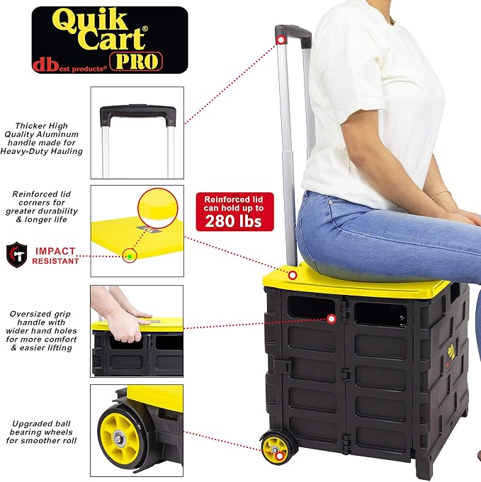 dbest products Quik Cart Pro Wheeled Rolling Crate Teacher Utility - Image 3